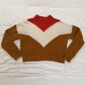 Forever 21 Women's Chevron Sweater - Red, White, and Brown